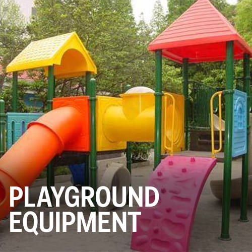 Children's Playground Equipment, slides, climbing walls and roof structures
